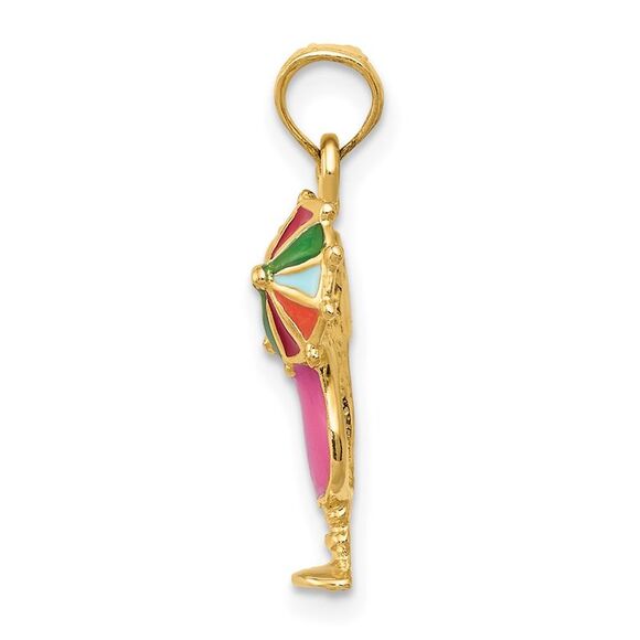 14k Yellow Gold and Enamel Tropical Drink Pendant - Picture 2 of 6